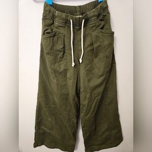 Aerie NWT Olive Green Casual Wide Leg Pants With Drawstring